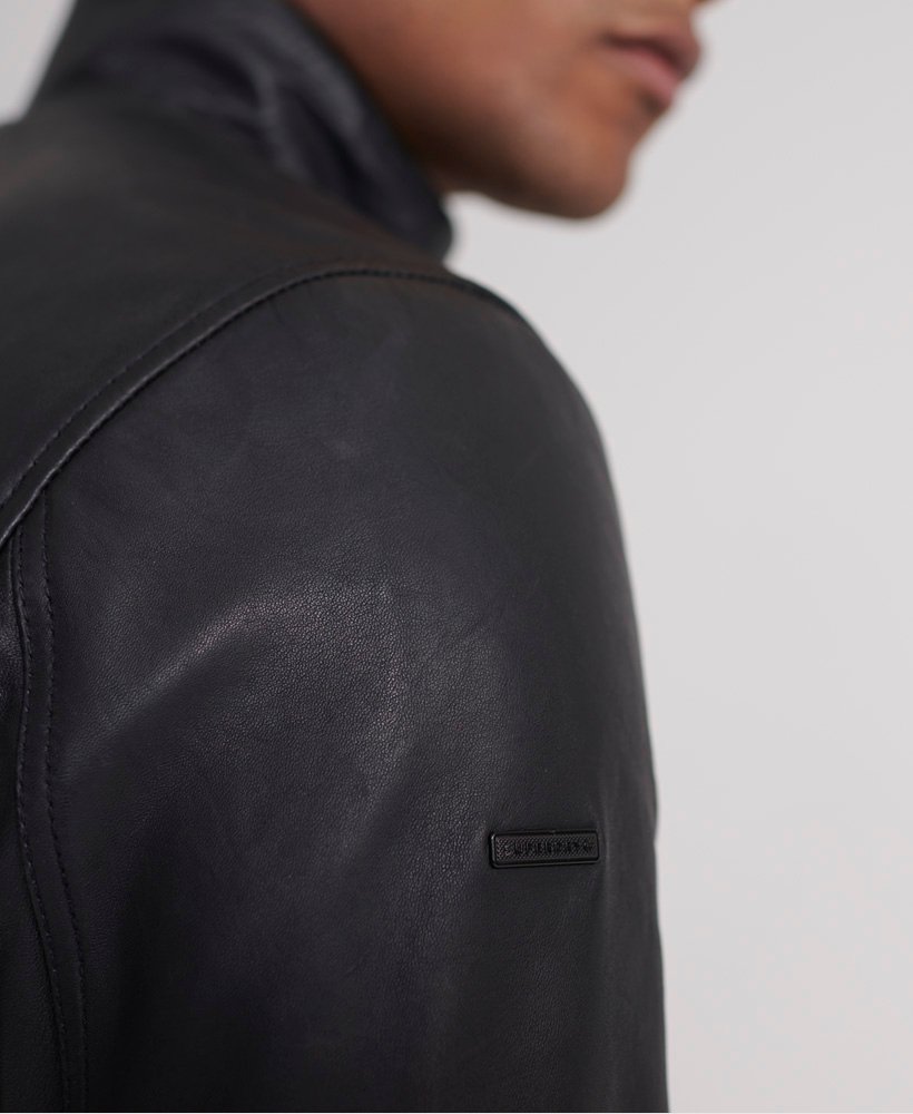 superdry lightweight leather track jacket