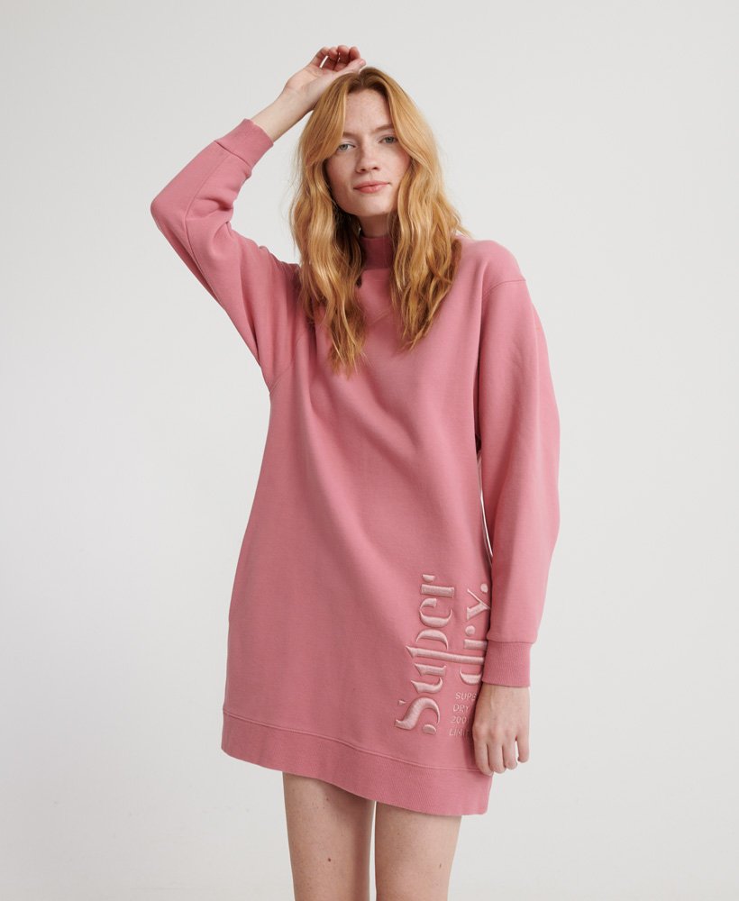 Womens - Scandi High Neck Sweatshirt Dress in Smoke Rose | Superdry UK