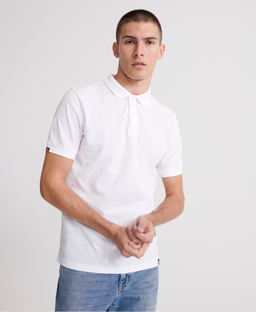 Mens - Classic Micro Pique Polo shirt in Optic White | Superdry