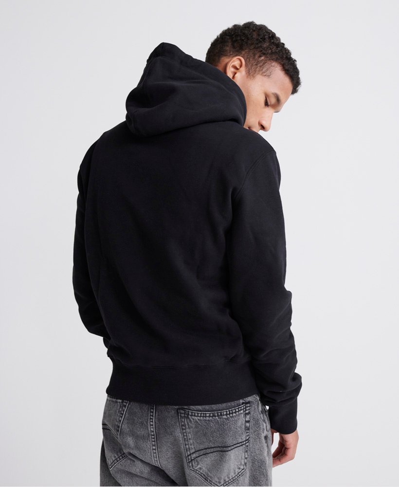 Mens - Mono Biker Hoodie in Black Tonal | Superdry