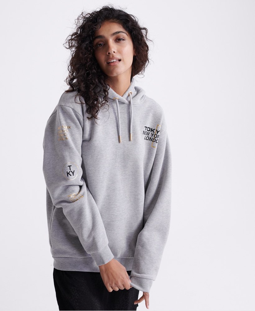 Womens - Brand Language City Hoodie in Grey | Superdry UK