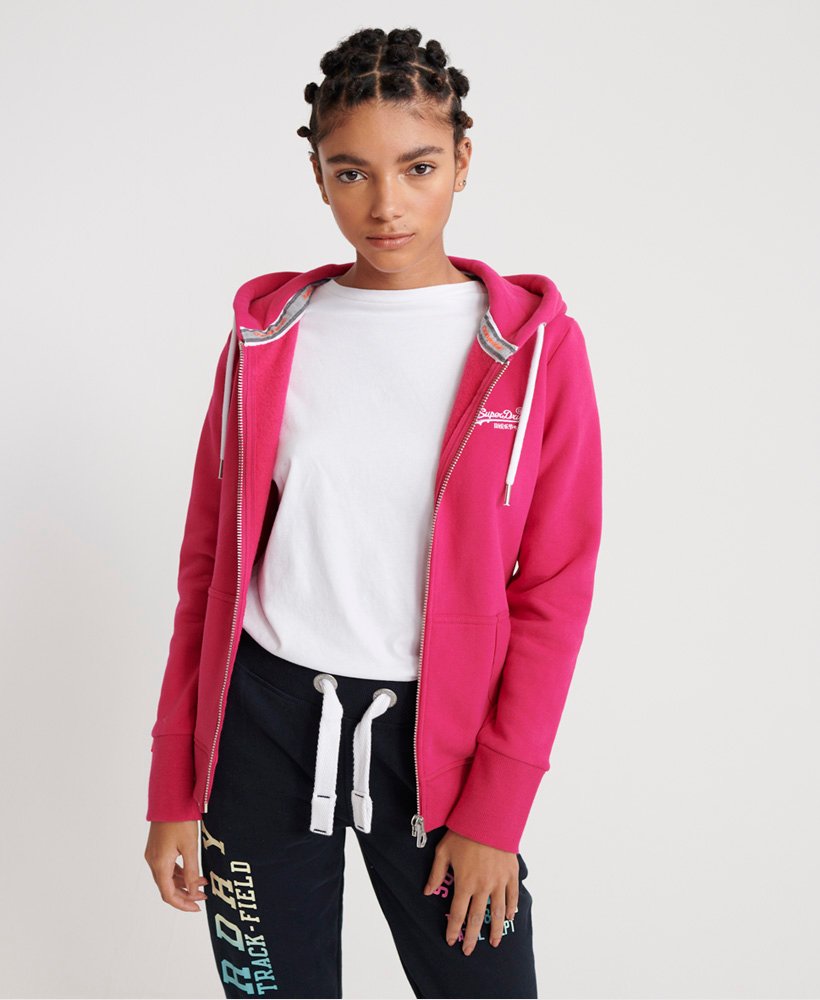 Womens - Orange Label Classic Zip Hoodie in Cabaret Pink | Superdry UK