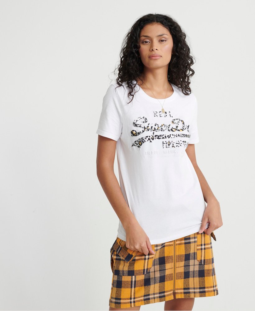 Superdry Vintage Logo Animal Embossed Infill T-Shirt - Women's Womens T- shirts