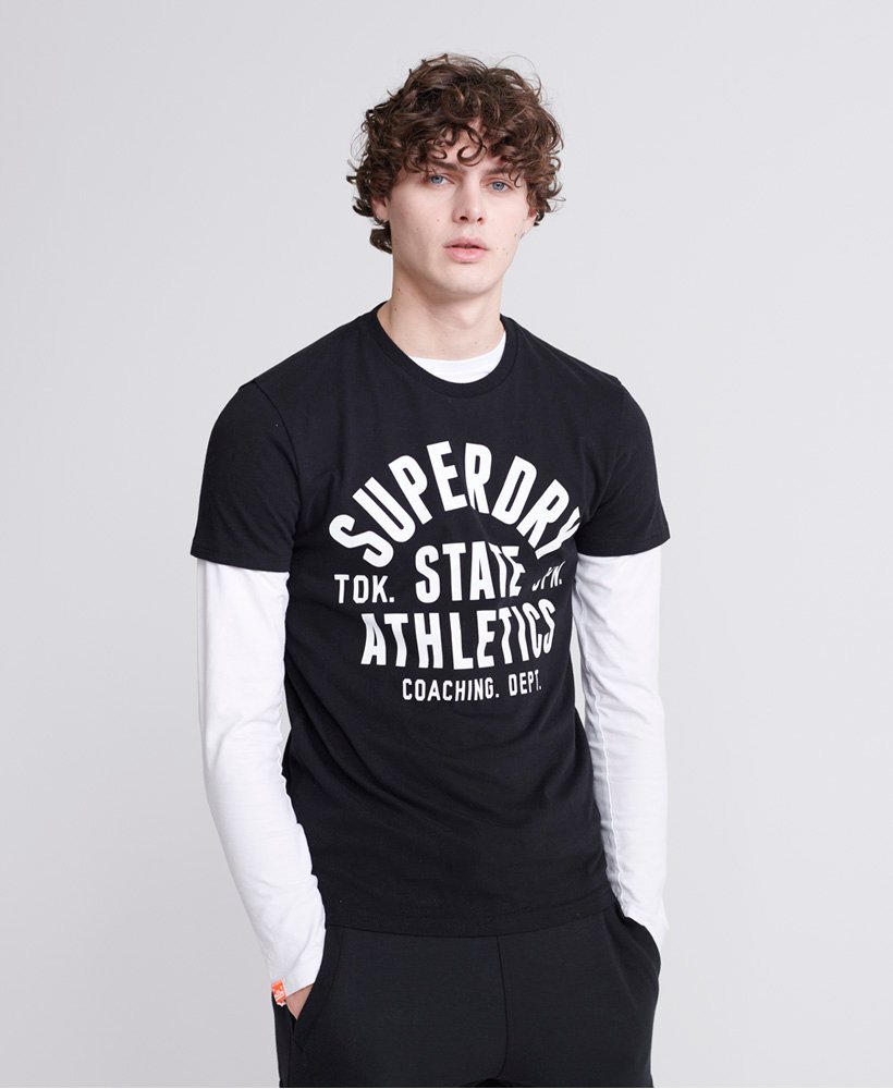 Celsius Fighter Høre fra Men's Mono State Athletics T-Shirt in Black | Superdry US