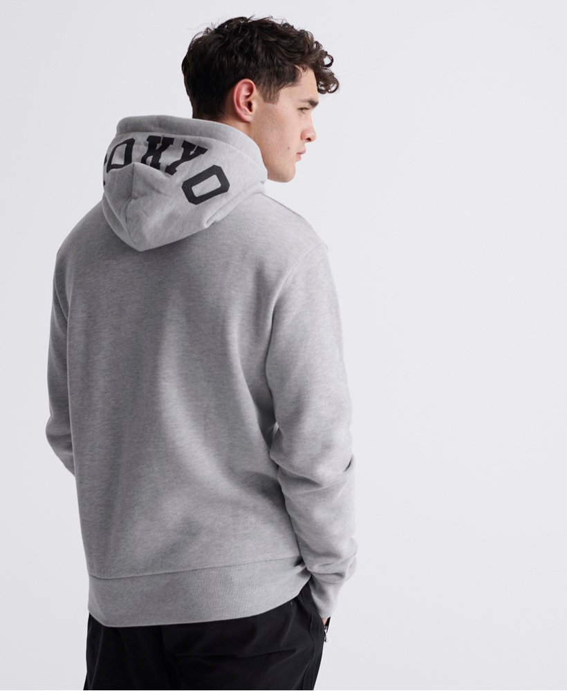 Mens - Urban Varsity Tokyo Hoodie in Grey Marl | Superdry UK