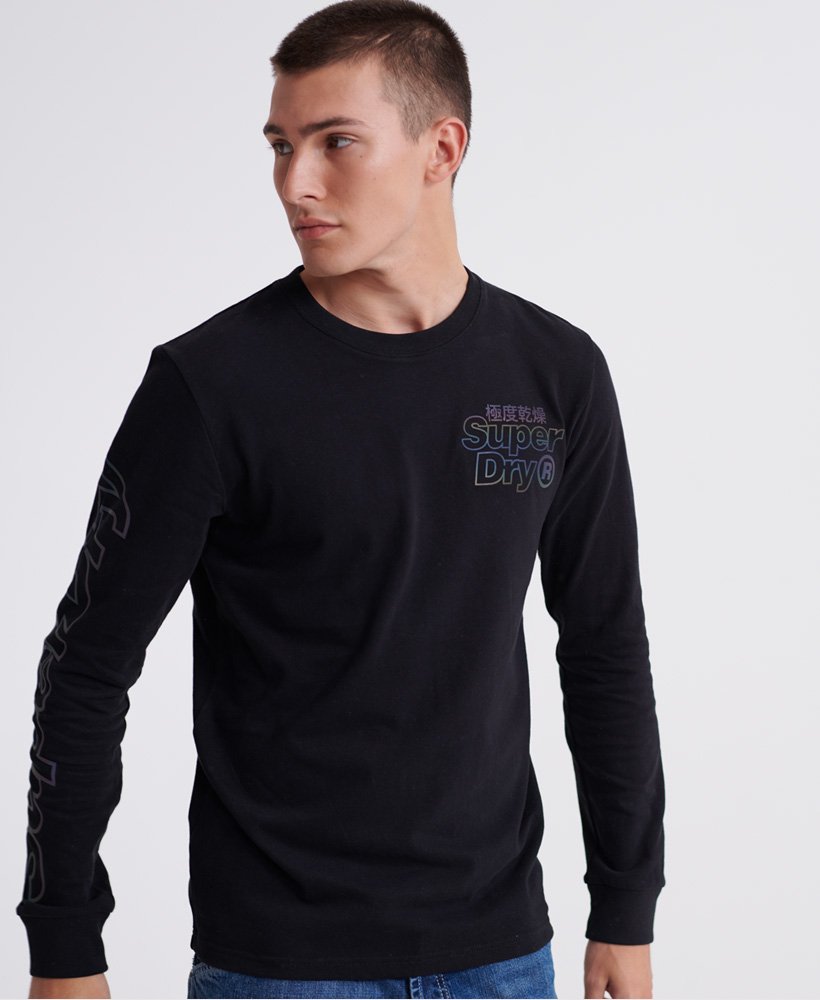 Mens - Tonal Reactive Long Sleeved T-Shirt in Black | Superdry UK