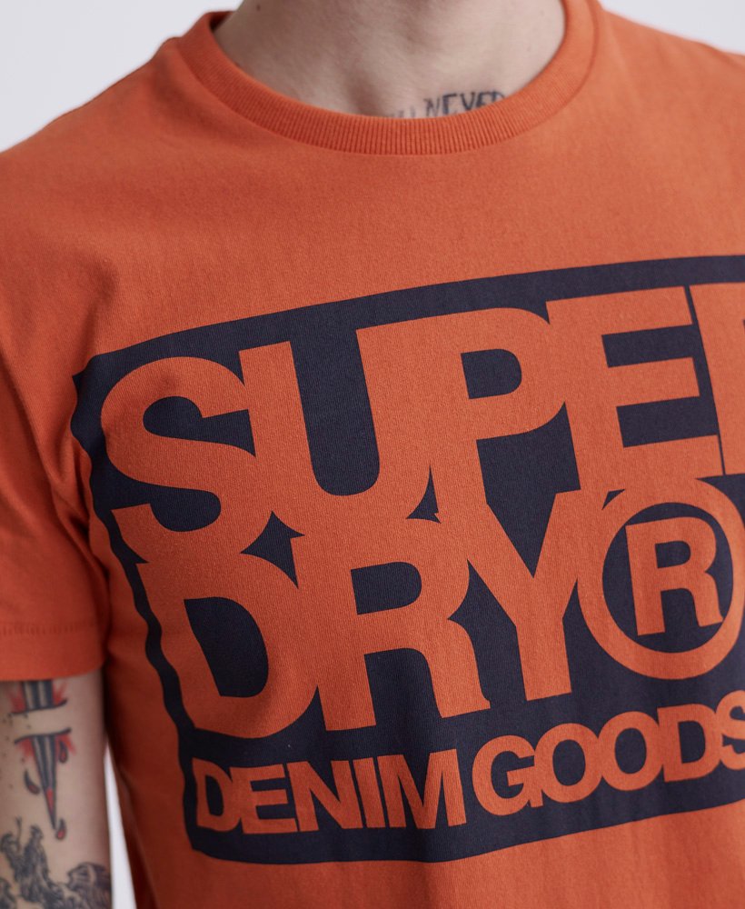 Mens - Denim Goods Co Print T-Shirt in Denim Co Rust | Superdry