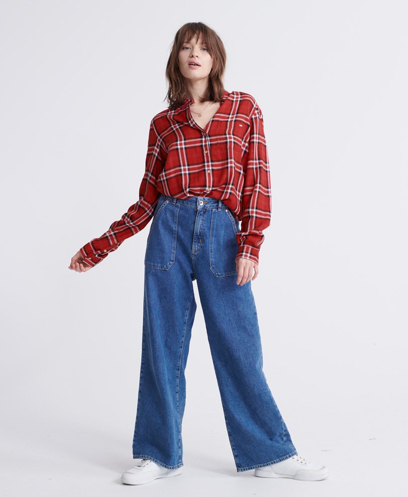 Womens - Lightweight Check Shirt in Red Check | Superdry UK