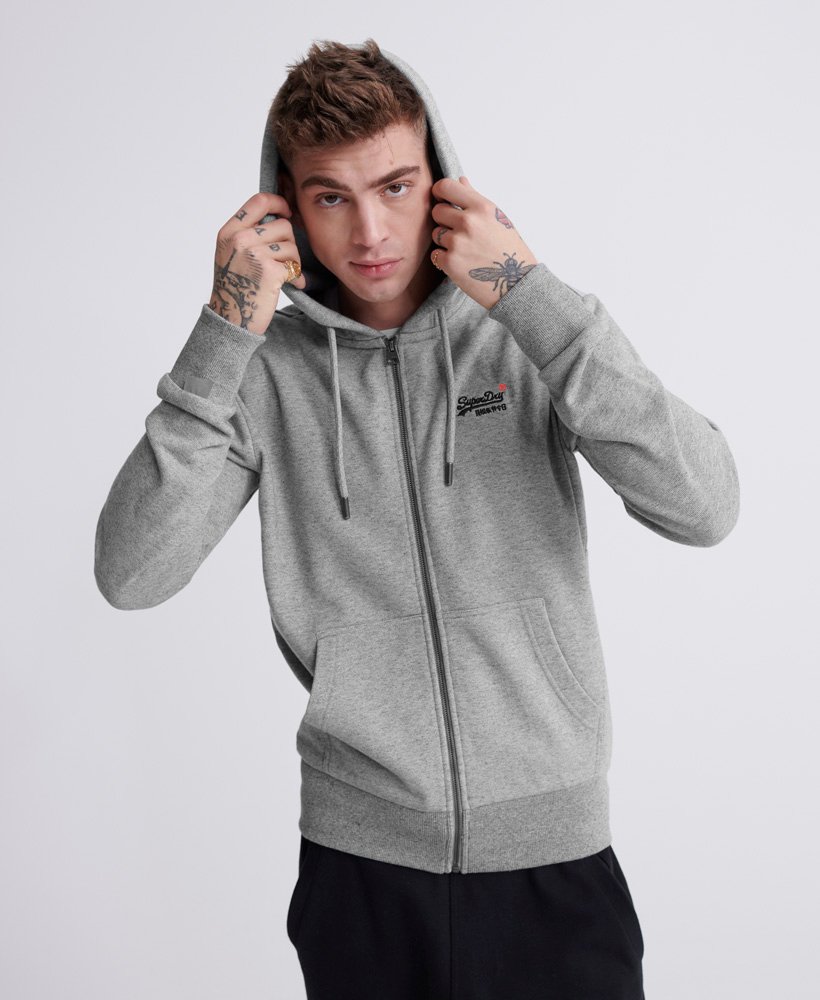Superdry Orange Label Classic Hoody Zip Silver Glass Feeder All Sizes 