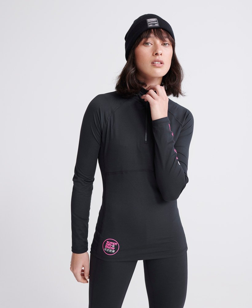 Black All Sizes Superdry Carbon Womens Base Layer Top 