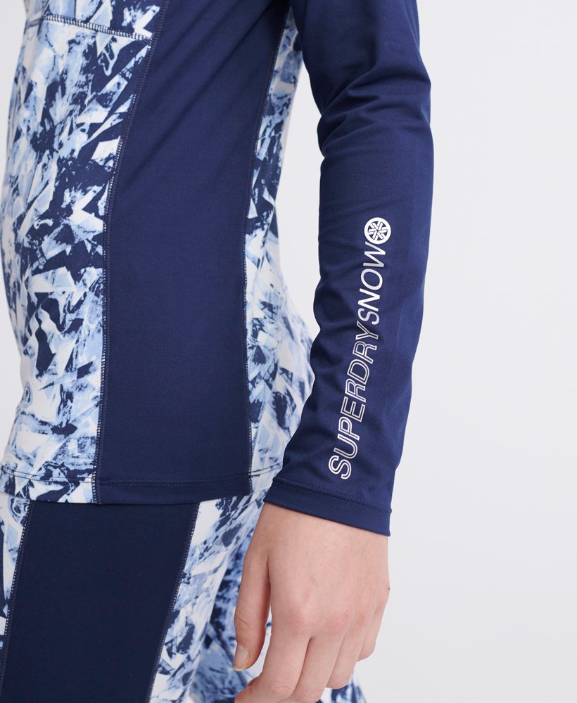 Womens Carbon Baselayer Half Zip Top in Frosted Blue Ice/vortex Navy