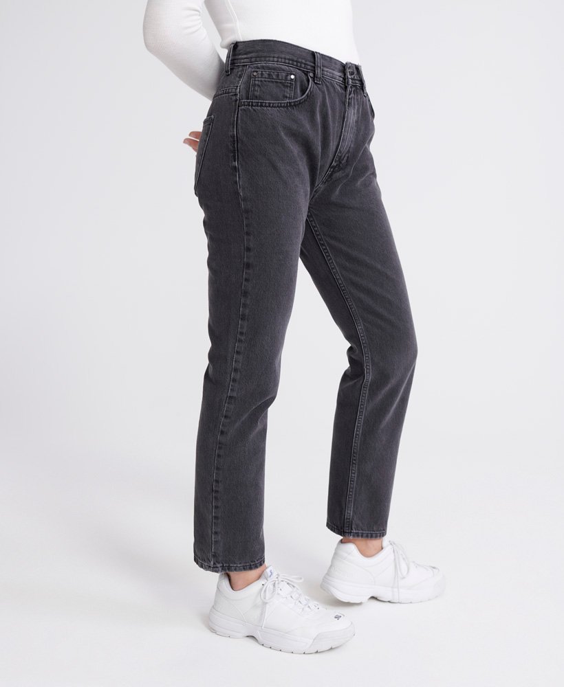 Womens - High Rise Straight Jeans in Grey Aged | Superdry UK