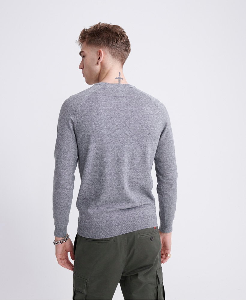 Mens - Orange Label Cotton Jumper in Ash Grey Grit | Superdry