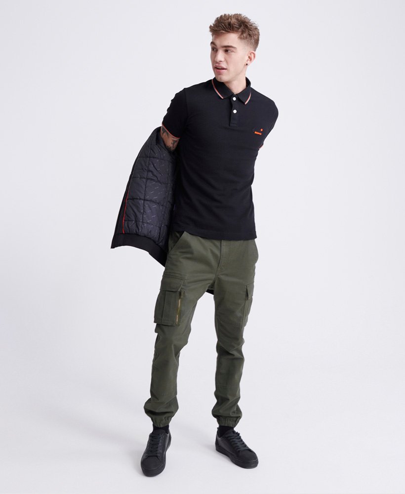 polo shirt and cargo pants