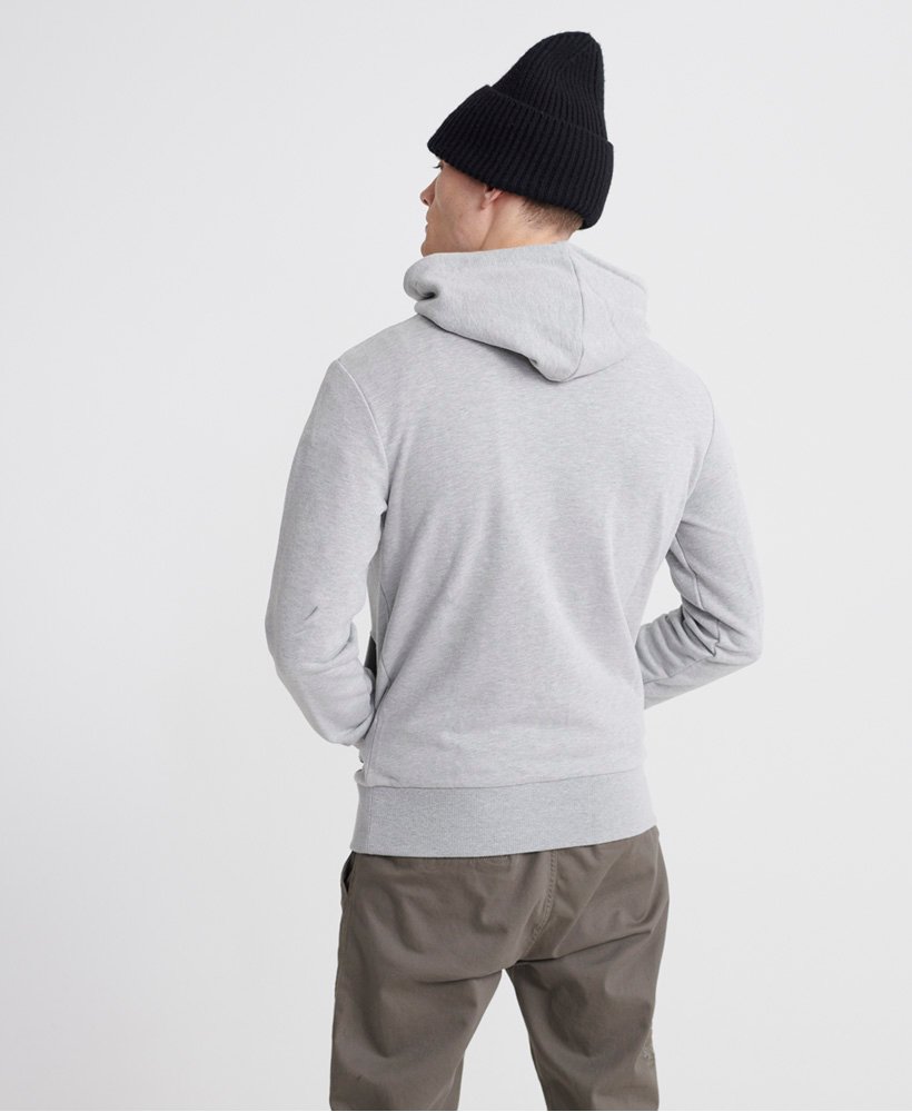 Mens - Core Logo Sport Stripe Loopback Hoodie in Grey Marl | Superdry UK