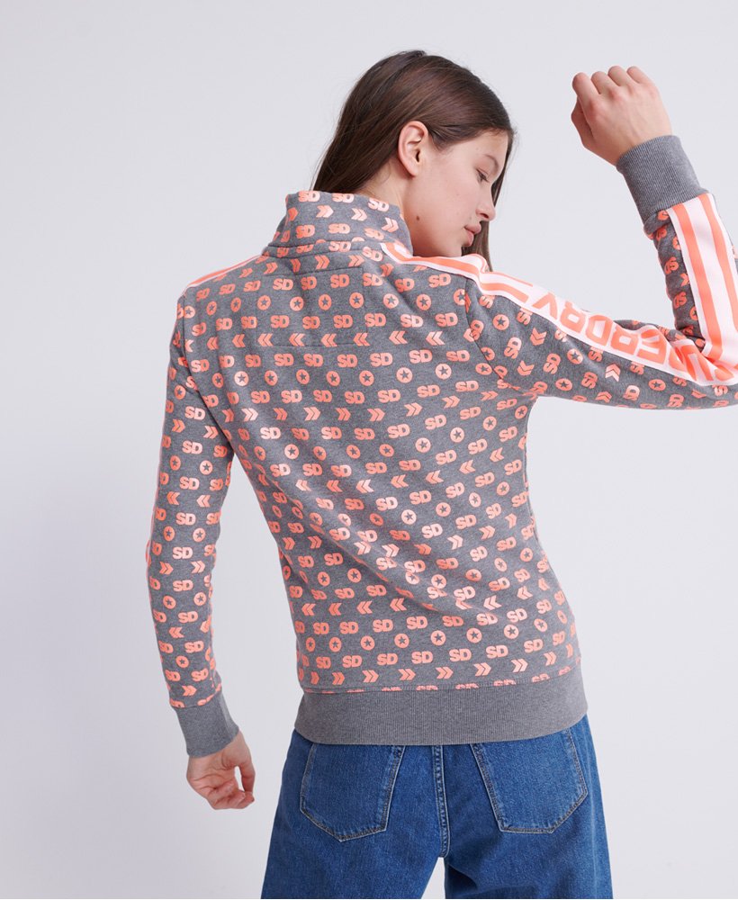 Superdry Modern Coral Label Monogram Funnel Full Zip Sweatshirt