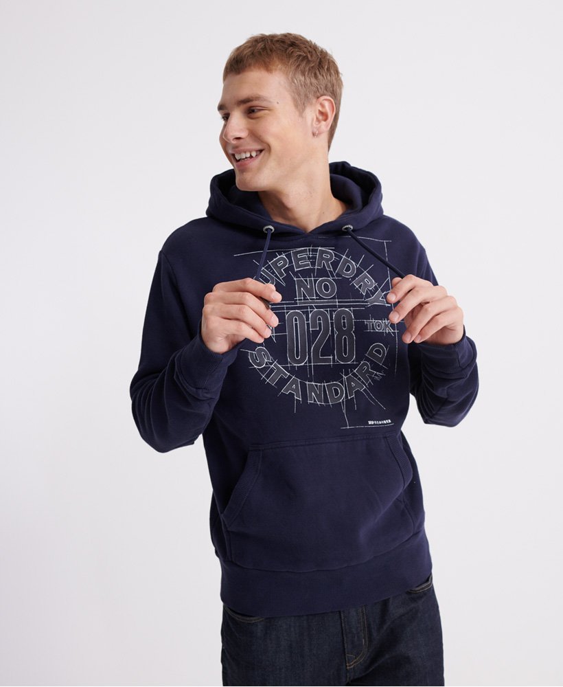 Mens - Blueprint Hoodie in Washed Navy | Superdry UK