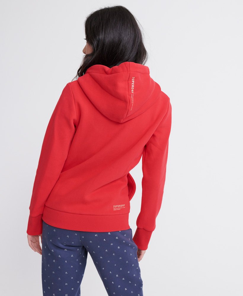 ladies red zip up hoodie