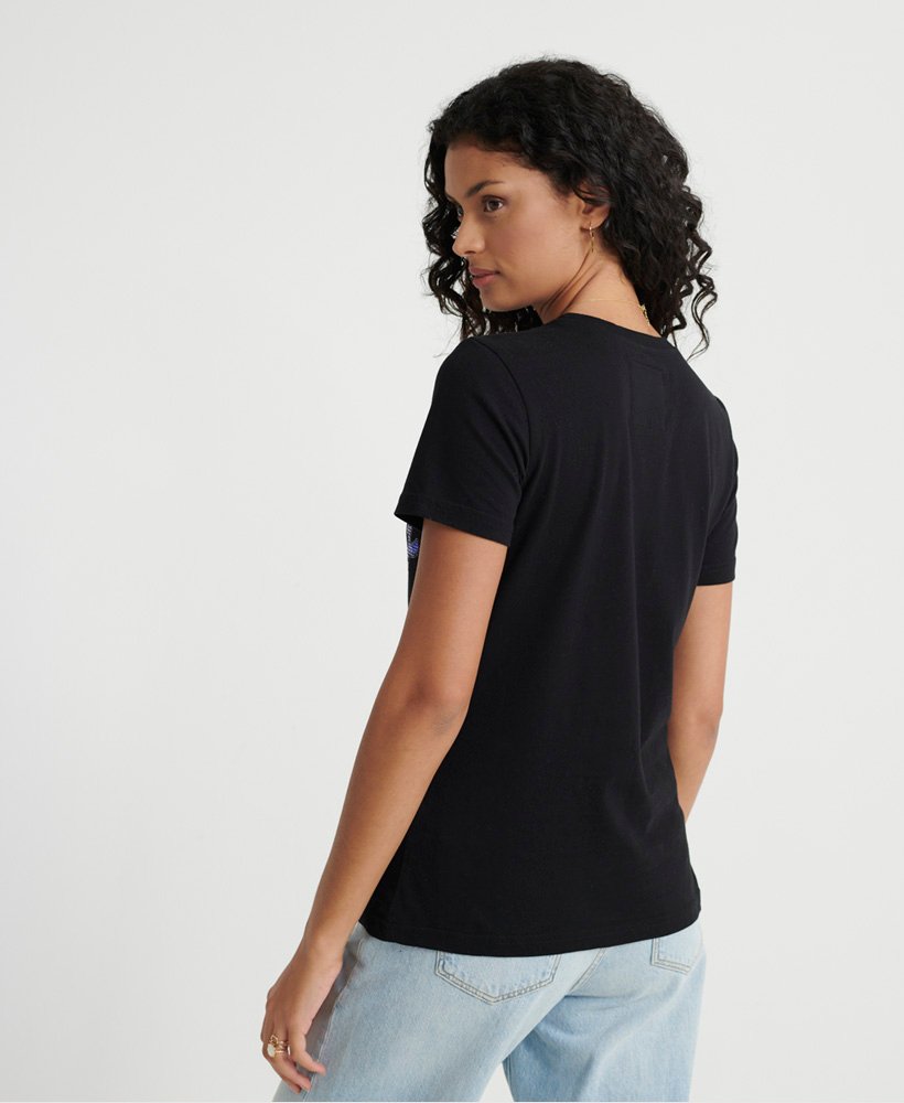 Women's The Real Ombre Sequin T-Shirt in Black | Superdry US