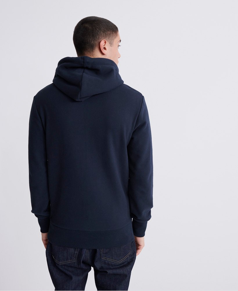 Mens - Core Logo Stripe Loopback Hoodie in Eclipse Navy | Superdry