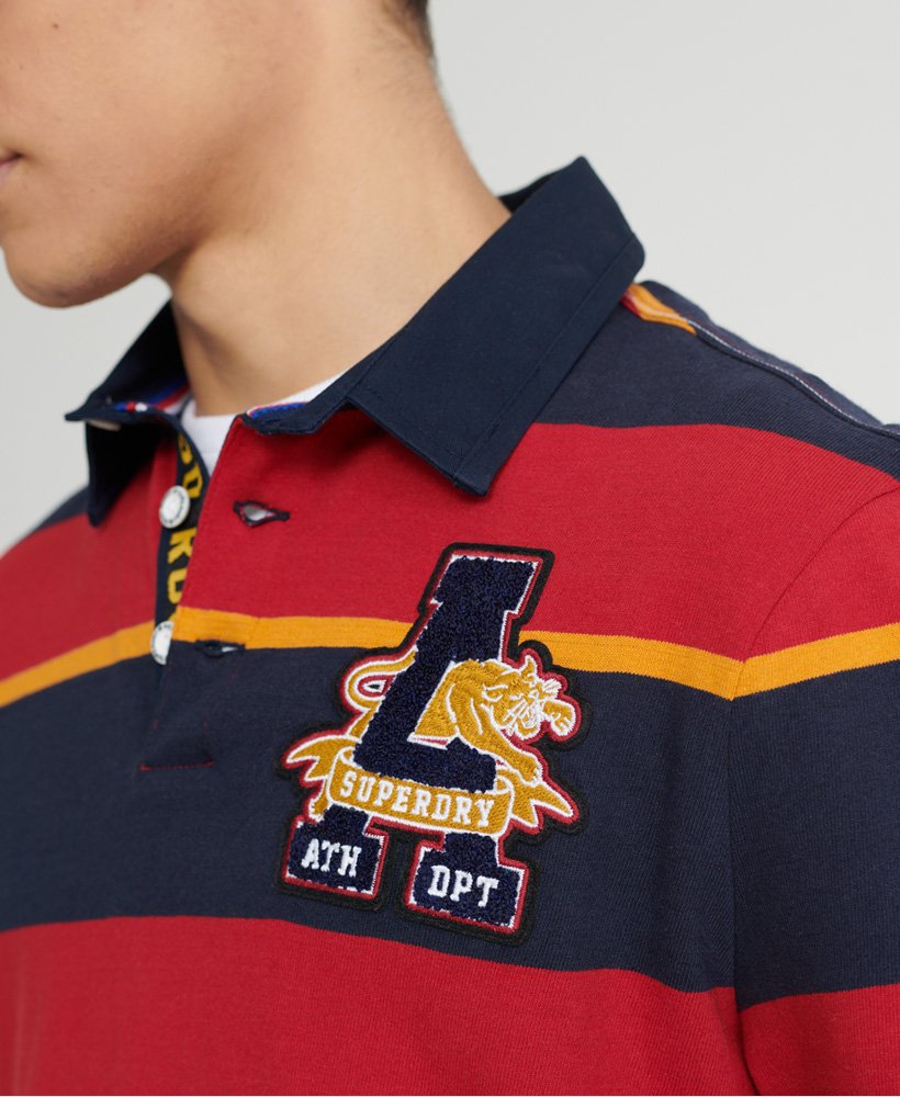 Mens Academy Rugby Shirt in Red Stripe Superdry