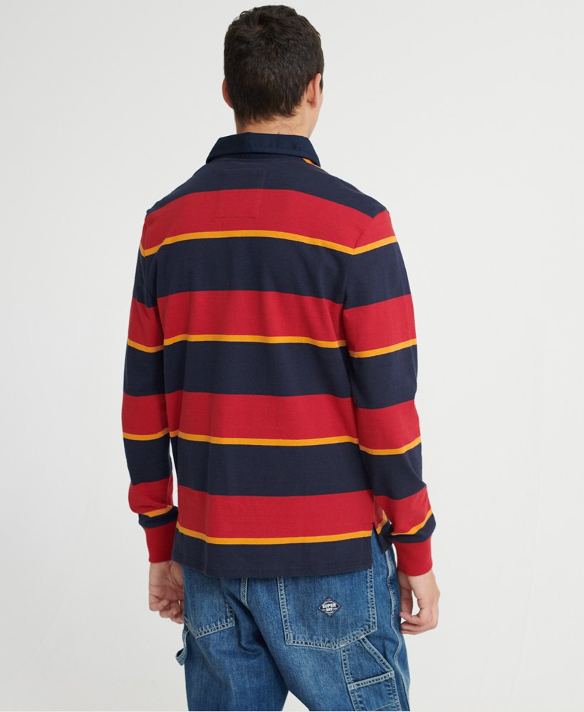 Mens Academy Rugby Shirt in Red Stripe Superdry