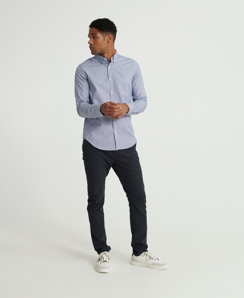 Mens - Edit Button Down Shirt in Mid Blue Grid | Superdry