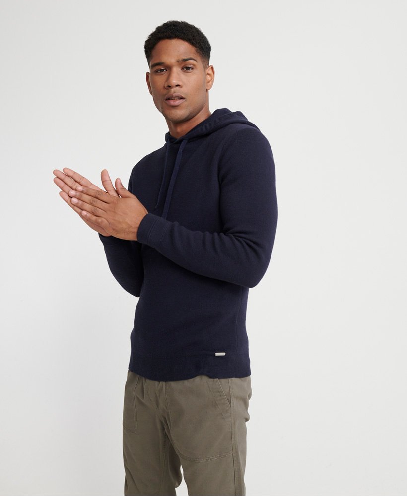 Mens - Edit Cotton Cashmere Hoodie in Navy | Superdry