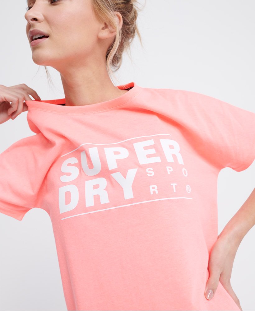 Womens Core Sport Graphic Tshirt in Phosphorescent Coral Superdry UK