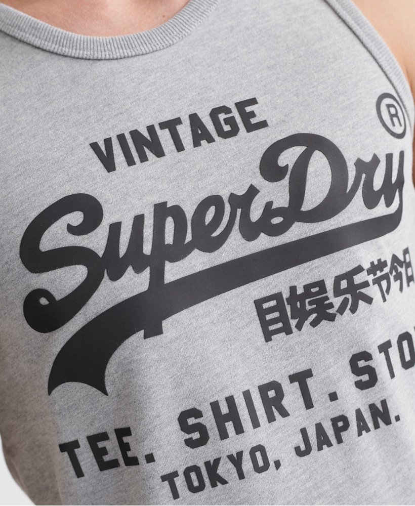 Men’s - Vintage Logo Bonded Vest Top in Grey | Superdry