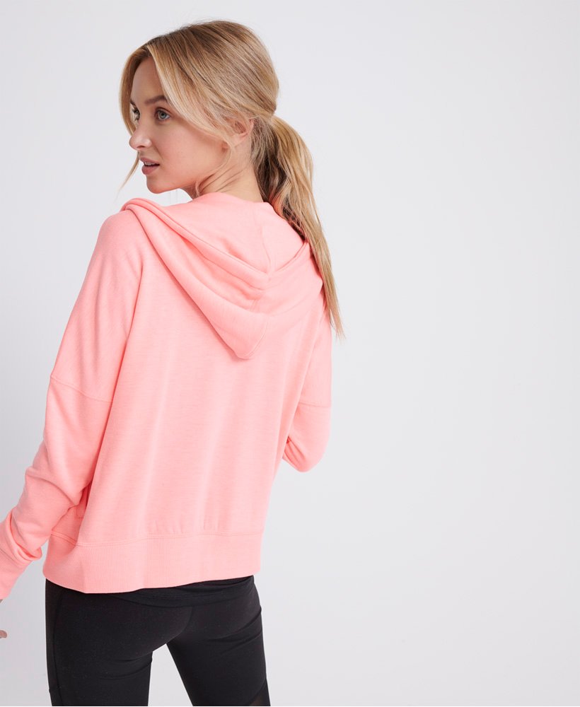 Womens - Studio Zip Hoodie in Phosphorescent Coral | Superdry UK