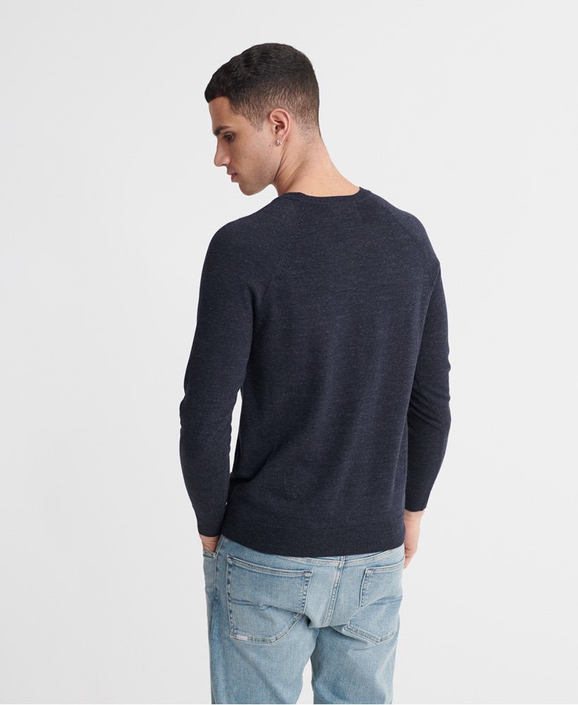 Mens - Orange Label Cotton V-Neck Jumper in Midnight Grindle | Superdry