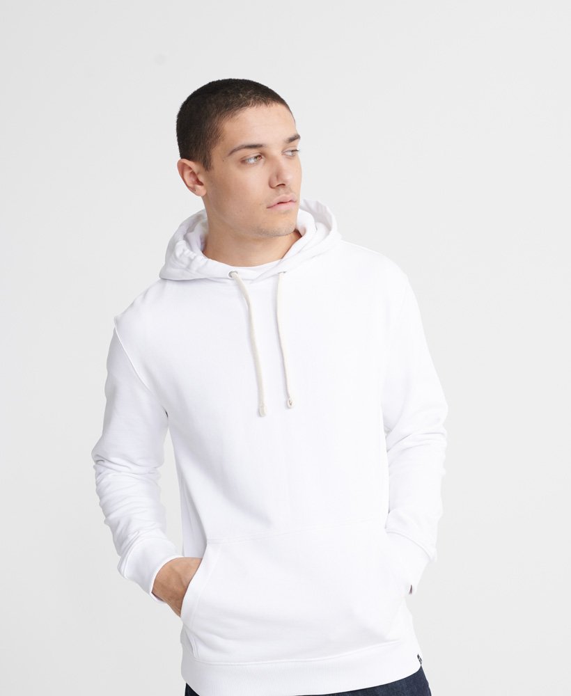 Mens - Organic Cotton Standard Label Loopback Hoodie in White | Superdry