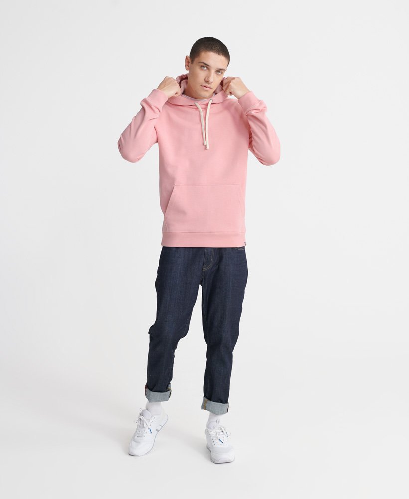 Mens - Organic Cotton Standard Label Loopback Hoodie in Pink | Superdry