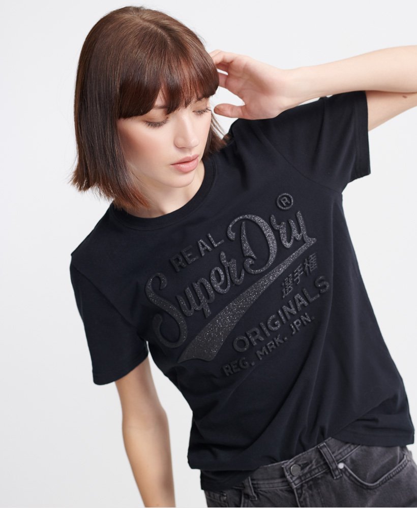 handcuffs Have a bath fill in Superdry Real Original Glitter Embossed T-shirt - Women's Womens T-shirts