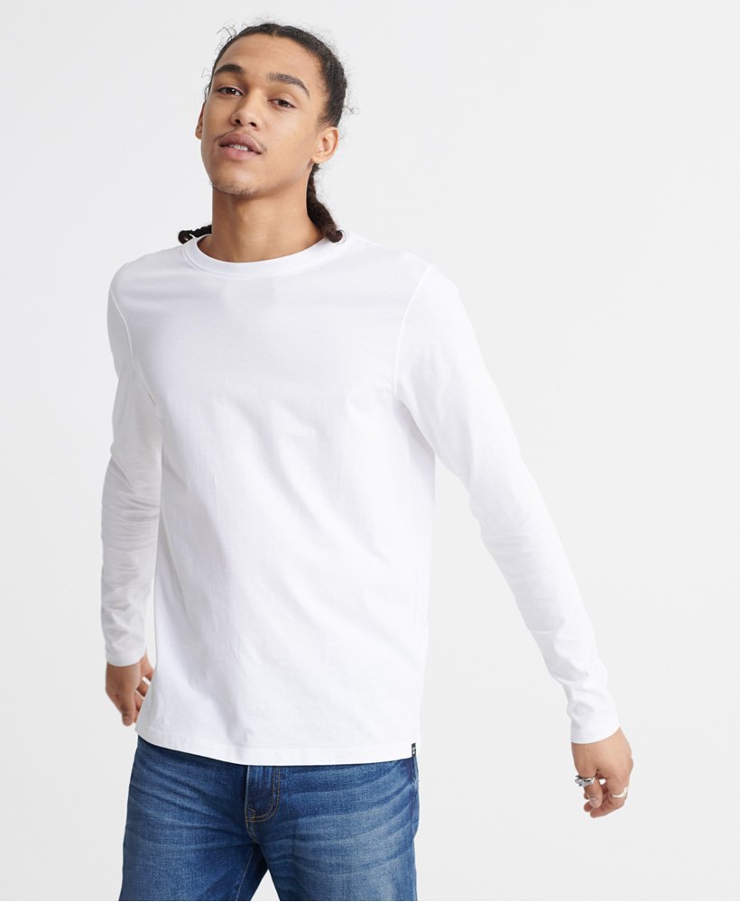 Mens - Organic Cotton Standard Label Long Sleeved Top in White | Superdry