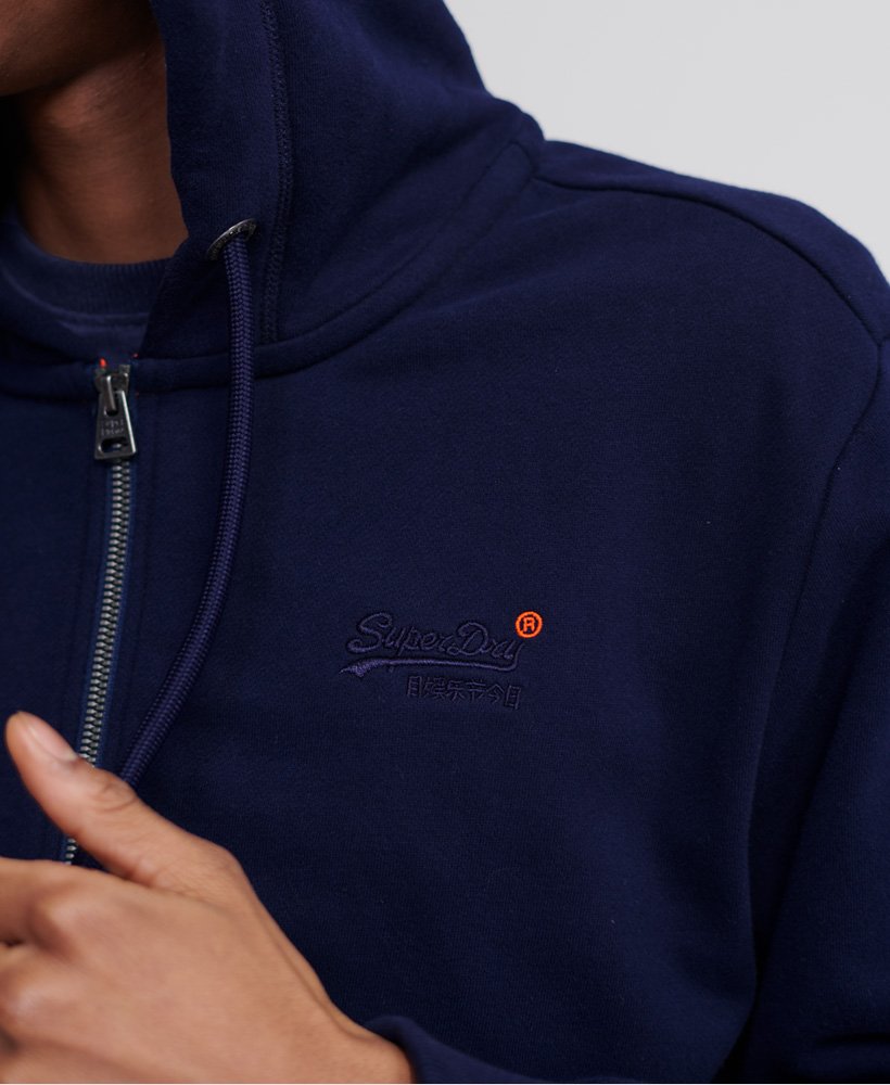 Mens - Orange Label Classic Loopback Zip Hoodie in Navy | Superdry UK