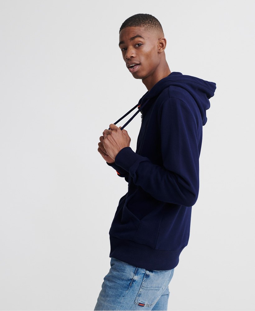 Mens - Orange Label Classic Loopback Zip Hoodie in Navy | Superdry UK