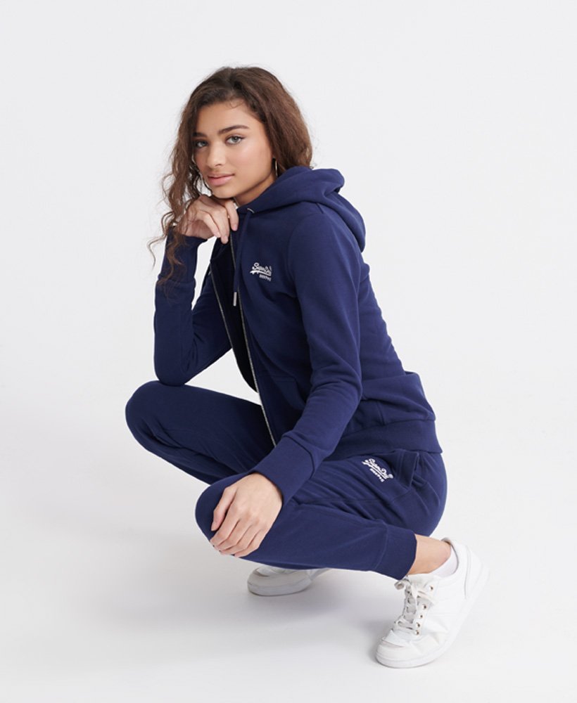 Womens - Sport Label Diagonal Hoodie in Atlantic Navy Grit, Superdry UK