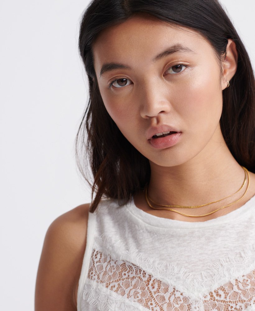 Women's Chevron Lace Vest Top in White Superdry US
