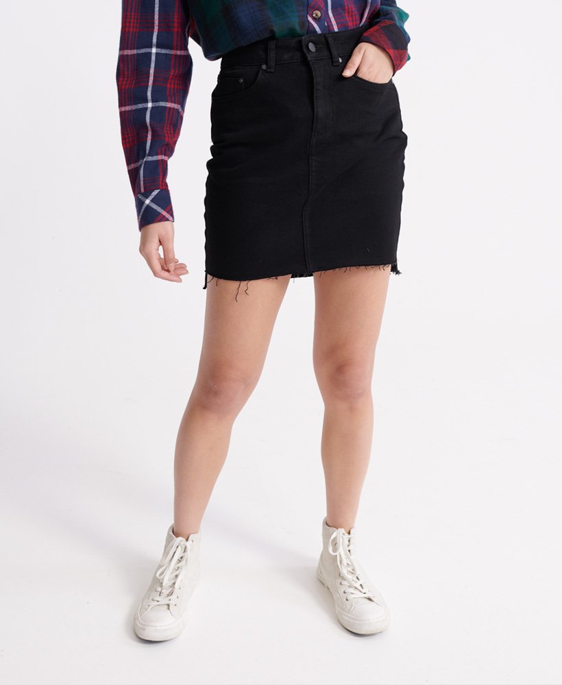 Womens - Denim Mini Skirt in Black | Superdry UK