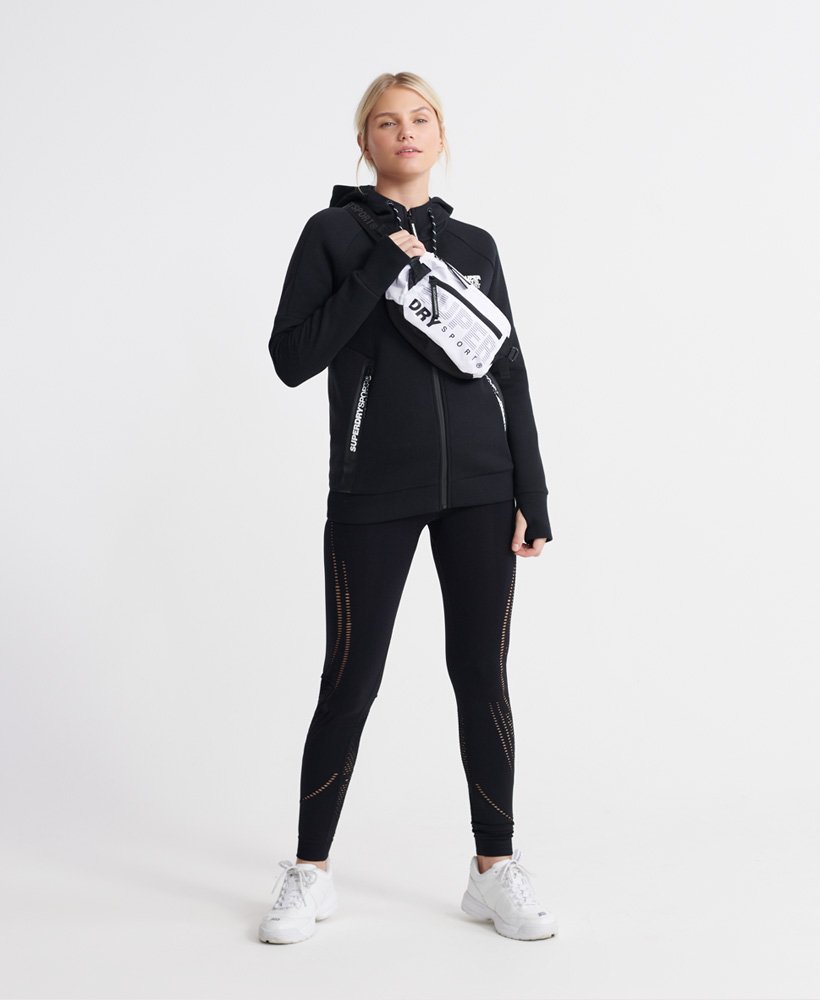 Womens - Core Gym Tech Zip Hoodie in Black | Superdry UK