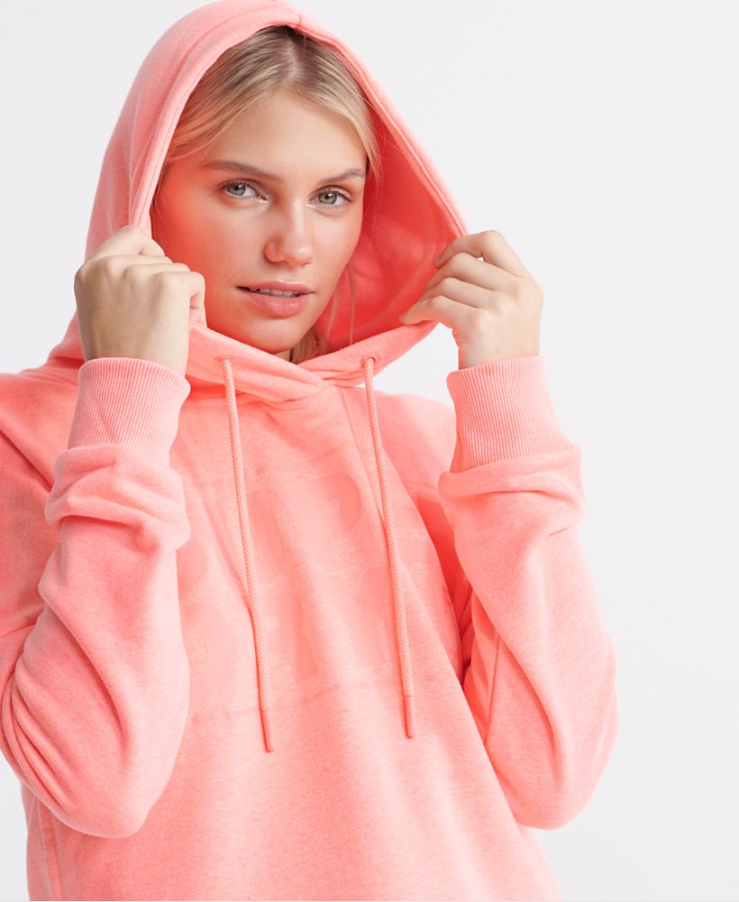 Womens Core Sport Crop Hoodie In Coral Superdry