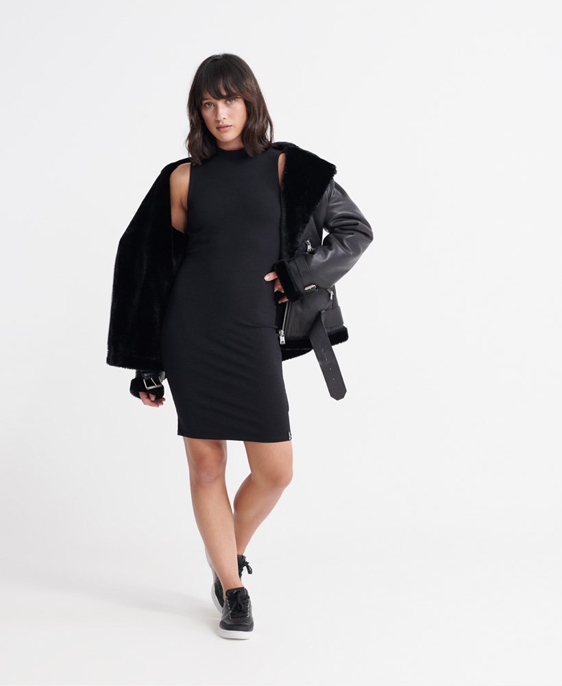 Womens - High Neck Bodycon Dress in Black | Superdry