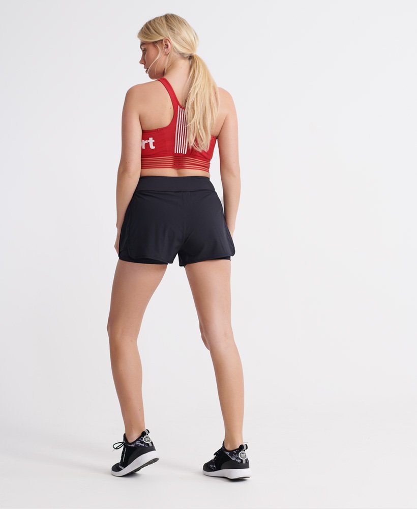 Womens - Active Panel Double Layer Shorts in Black | Superdry