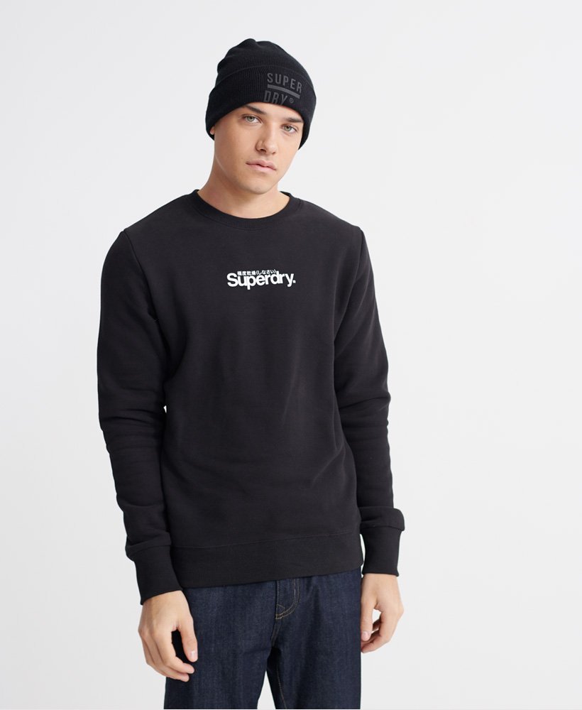 Mens - Core Logo Essential Crew Sweatshirt in Black | Superdry UK