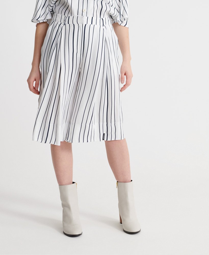 Womens - Edit Culottes in White Stripe | Superdry