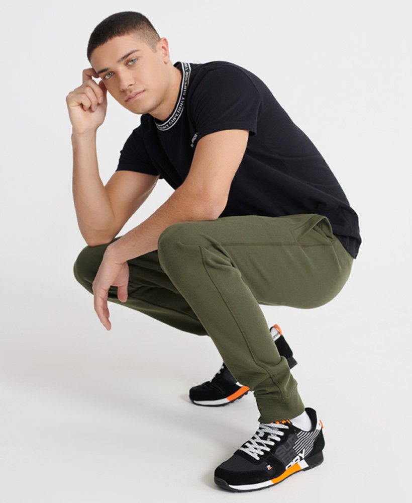 Mens - Organic Cotton Standard Label Loopback Joggers in Khaki | Superdry