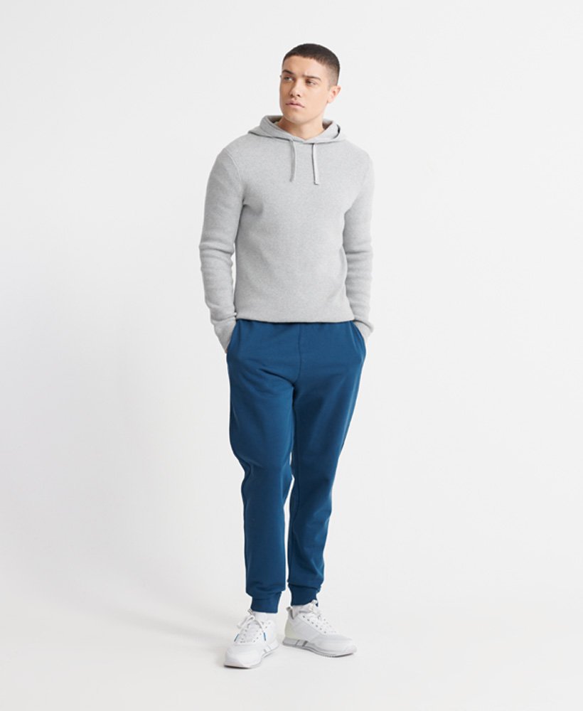 Mens - Organic Cotton Standard Label Loopback Joggers in Blue | Superdry