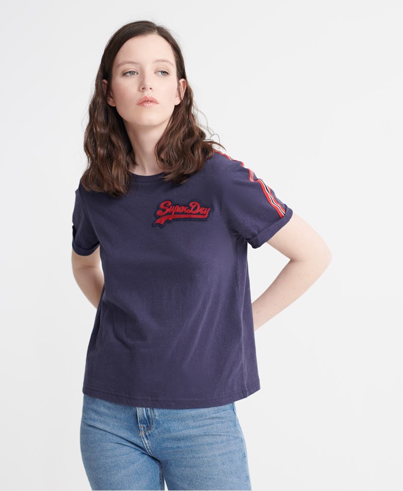 Womens - Vintage Logo Chainstitch Boxy T-Shirt in Rinse Navy | Superdry UK